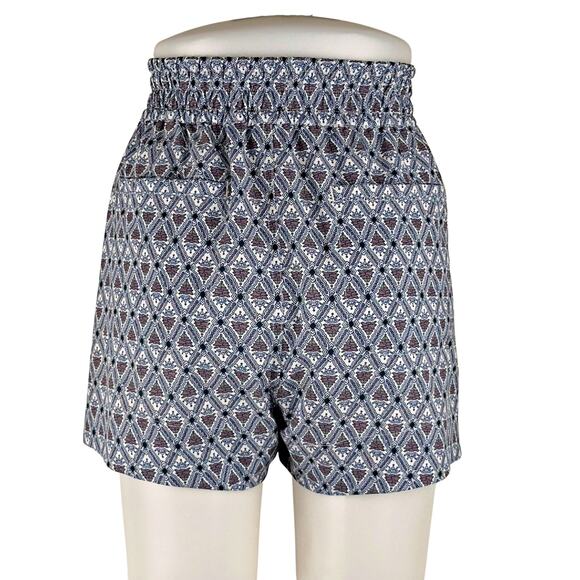 Athleta Womens Sz 12 Geometric Blue Brown Hudson Board Shorts - Picture 2 of 7